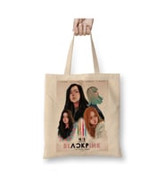 Black Pink Blackpink Beyaz Bez Çanta Uzun Saplı Alışveriş Çantası Plaj Çantası