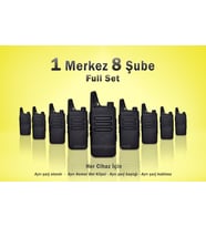 Çaycı Telsizi 1 Merkez 8 Şube Kulaklık Hediyeli Full Set (Siyah)