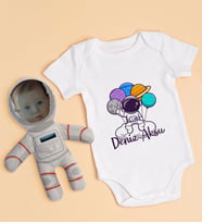 BK Kids Kişiye Özel Fotoğraflı Bebek Yastık ve Bebek Body Zıbın Hediye Seti - Model 44
