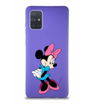 Samsung Galaxy A71 Soft Premier Kapak Minnie Mouse-F Tasarımlı Silikon Kılıf - Mor (Şeffaf)