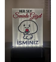 Kişiye Özel İsimli Hediyelik Kablolu Led Lamba - M16 - Her şey seninle güzel (Beyaz)