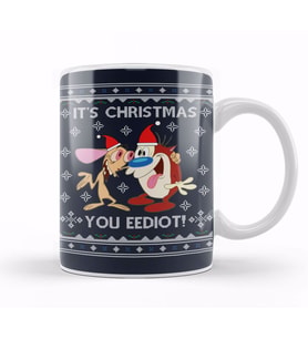 Ren And Stimpy Its Christmas You Eediot Kupa Bardak Porselen