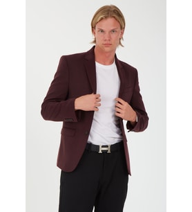 G-185 Erkek Dar Kalıp Blazer Ceket (Bordo)
