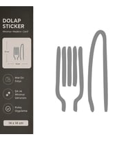 Çatal Bıçak Mat Gri Dekoratif Folyo Sticker 14x14 cm