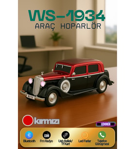 WS-1934 Pontiac Sedan Diecast Araba Bluetooth Hoparlör Işıklı, FM Radyo ve USB Destekli Müzik Kutusu