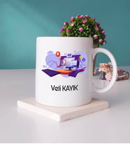Bilgisayar Mühendisi Tasarımlı Kişiye Özel Bilgisayar Mühendisi Kupa Bardak ve Taş Bardak Altlığı Hediye Seti