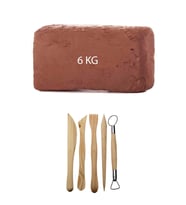 Kahve Çamur Kırmızı Kil Seramik Hamuru 6 kg Ebeşuar Seti Seramik Şekillendirme Seti