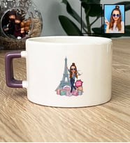 Kişiye Özel Karikatürlü Eyfel Kulesi Lüks Fincan Doğum Günü Hediyesi