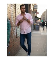 Uzun Kollu Pamuklu Kolay Ütü Müslin Regular Fit Premium Erkek Gömlek Pembe 2xl