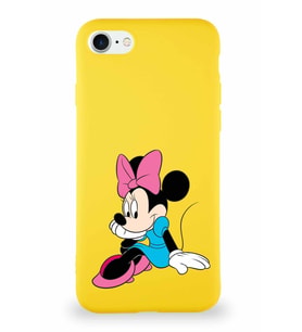 Apple iPhone 7 Soft Premier Kapak Minnie Mouse-E Tasarımlı Silikon Kılıf - Sarı (Şeffaf)