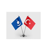 Moğol İmparatorluğu ve Türkiye Cumhuriyeti Bayrağı İkili Saten Masa Bayrağı Takımı