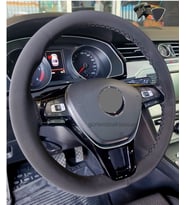 Vw Passat B8 b8,5 Uyumlu Alkantara Dikmeli Direksiyon Kılıfı Siyah İpli