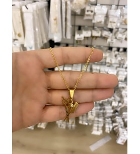 ÇELİK İSİMLİ MAKAS UNİSEX KUAFÖR KİŞİYE ÖZEL TASARIM KOLYE (Gold)