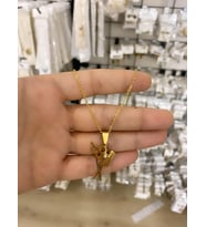 ÇELİK İSİMLİ MAKAS UNİSEX KUAFÖR KİŞİYE ÖZEL TASARIM KOLYE (Gold)