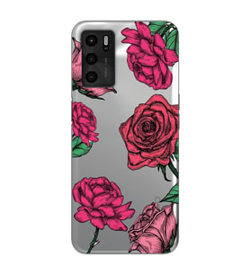 Oppo A16 Uyumlu Gül Desenli Şeffaf Telefon Kılıfı