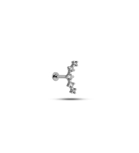 925 Ayar Gümüş Rodyumlu Minimal Altı Taşlı Model Tragus Piercing Küpe