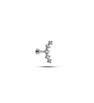 925 Ayar Gümüş Rodyumlu Minimal Altı Taşlı Model Tragus Piercing Küpe