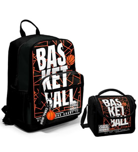Coral High Dört Bölmeli Ortaokul Çantası ve Beslenme Çantası Seti - Siyah Basketbol - Erkek Çocuk