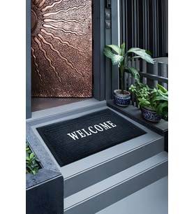 Toz Ve Nem Alıcı Paspas Welcome Yazılı Kapı Önü Paspası 45 X 75 Pvc Lux Halılı
