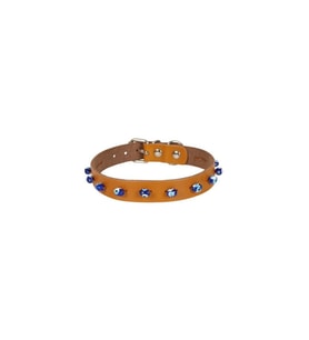Cattie Gerçek Deriden El Yapımı Boncuklu Kedi Boyun Tasması 1,5x28-32cm - Camel