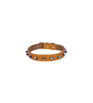 Cattie Gerçek Deriden El Yapımı Boncuklu Kedi Boyun Tasması 1,5x28-32cm - Camel