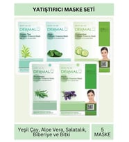 Dermal Yatıştırıcı Etkili Yeşil Çay Aloe Salatalık Biberiye ve Bitki Özlü Maske Seti 23gr x 5Adet