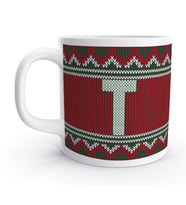 T Harfi Kış Kırmızı Yılbaşı Noel Örgü Tasarım  Harfli Kupa Bardak