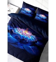 Nevresim Takımı %100 Doğal Pamuk Çift Kişilik 3d Digital Lotus Night
