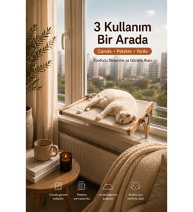 Çok Amaçlı Ahşap Kedi Yatağı, Vantuzlu, Peteğe Asılabilir, Dayanıklı