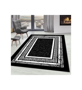 Rovigo Home Dijital Baskı Yıkanabilir Kaymaz Taban Salon Halısı RVG1566-HT1600 100x150 cm (Siyah)
