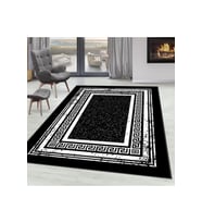Rovigo Home Dijital Baskı Yıkanabilir Kaymaz Taban Salon Halısı RVG1566-HT1600 100x150 cm (Siyah)