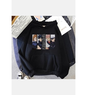 Jujutsu Kaisen Kolaj Kapşonlu Sweatshirt (Siyah)