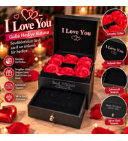 I Love You Güllü Çekmeceli Takı ve Hediye Kutusu