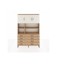 Arges Dolap 8 Raflı 8 Çekmeceli 3 Kapaklı 132x30x195 Çam-Aytaşı/Çam