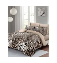 Leopar Lastikli Çarşaflı %100 Pamuk Saten Çift Kişilik Nevresim Takımı Classical Leopard