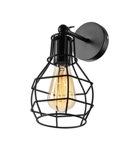 RİOLİGHT RETRO1,RUSTİK,VİNTAGE SİYAH KAFES 1XE27 DUYLU METAL DUVAR APLİK
