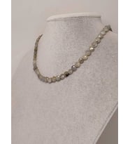 Labradorit Taşı YASSI Faset Kesim Kolye 6x4mm (Sabit Klipsli)