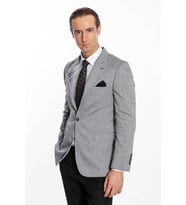 Sivri Yaka Slim Fit Füme Erkek Ceket - Wessi (Siyah)