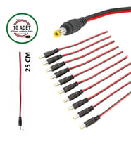 10 Adet DC Power Jack Kablosu 25 CM Düz Erkek Çoklu Set Kamera Modem LED Adaptör Güç Bağlantı Kablosu