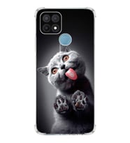 PrintiFy Oppo A15S Uyumlu Kedi 2 Baskılı Şeffaf Köşe Korumalı Antişok Kılıf