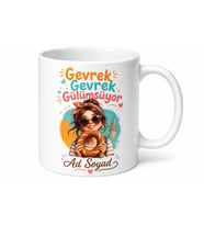 Gevrek Gevrek Gülümsüyor Yazılı Esprili İzmir Kızı Kupa Bardak Hediye
