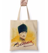 Mustafa Kemal Atatürk 08 Bez Çanta Uzun Saplı
