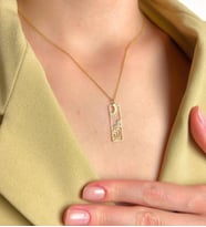 Kişiye Özel 925 Ayar Gümüş Güneş ve Dalga Motifli Kolye (Gold)