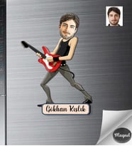 Kişiye Özel Gitarist Erkek Ahşap Magnet -2