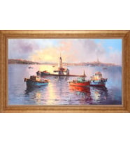 Çerçeveli Paspartulu Manzara Tablo ah1330 (Gold)