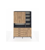 Hyperion Gardrop 8 Raflı 5 Çekmeceli 3 Kapaklı 132x44x195 Antrasit-Çam