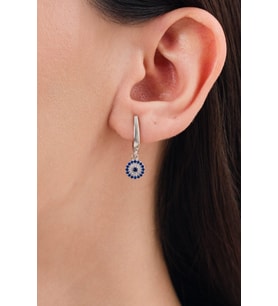 GÜMÜŞ 7.5 MM NAZAR BONCUKLU BONCUĞU GÖZ KÜPE
