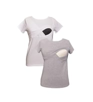 LuvmaBelly MYRA2516_2503 Emzirme tshirt seti (Beyaz-Gri)