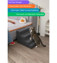 Miralay Özel Sünger Ve Özel Kumaşlı 4 Basamaklı Basamaklı Kedi Köpek Merdiveni