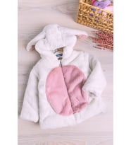 Tavşan Kulaklı Welsoft Peluş Kız Çocuk Mont (Krem)